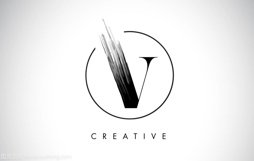 V 畫筆描邊字母標(biāo)志 黑漆標(biāo)志字母圖標(biāo)的設(shè)計與代理